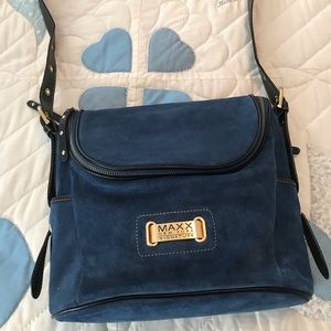 Blue suede pocketbook